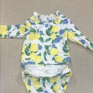 Janie and Jack Lemon and Floral Kids Rashguard Set
